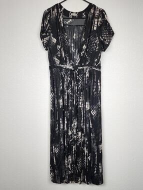 Free People Small Black Animal Print Robe Dress